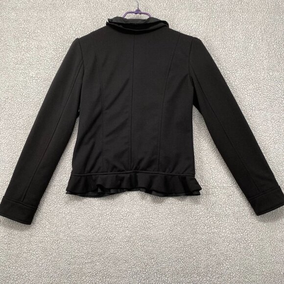 Papillon Jacket Women's Size Medium Black Full Zip Front Ruffles Long Sleeve - Picture 7 of 10